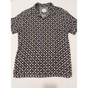 Denim & Flower Ricky Singh Men's Large Geometric Print Button Up Shirt Viscose